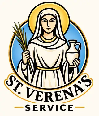 Icon of St. Verena holding a pitcher and a palm branch, with a golden halo